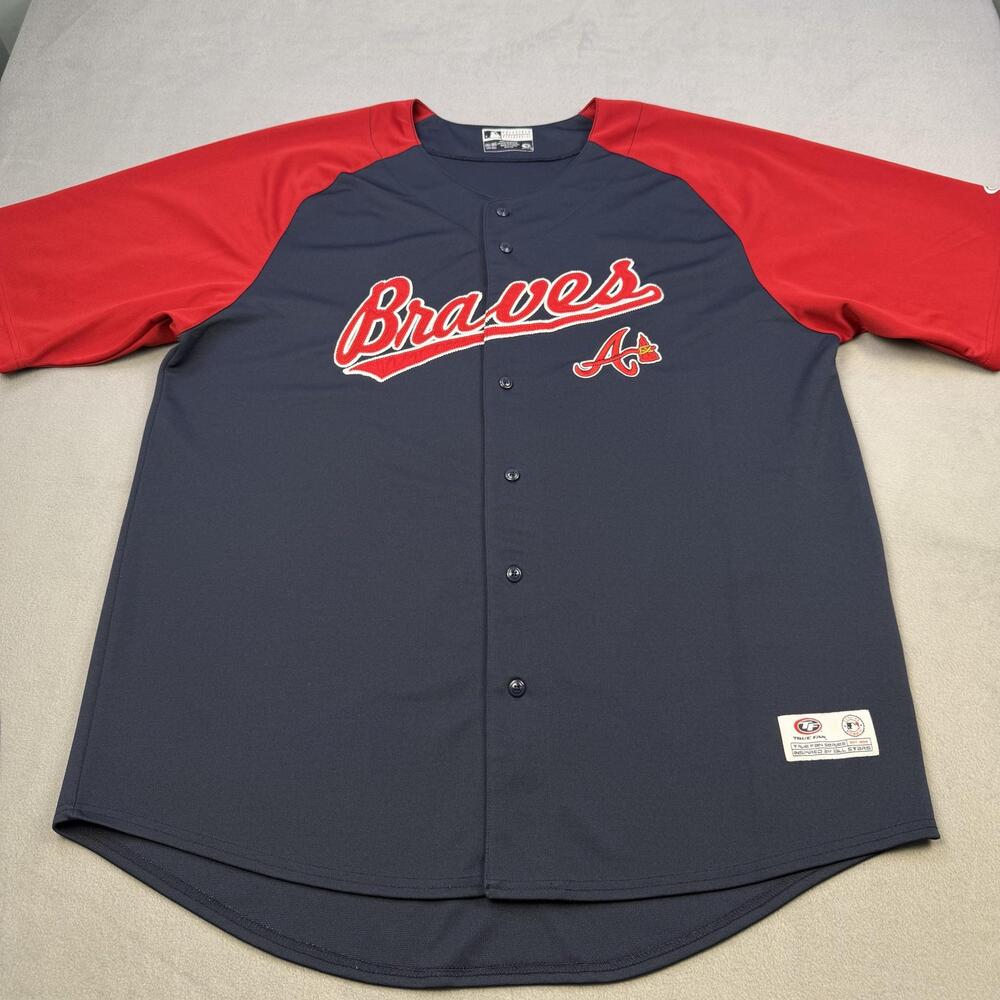 Atlanta Braves Jersey Mens 2XL Navy Blue MLB Baseball Genuine Merchandise